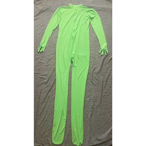 New Adult Unisex Size S/M Green Spandex One Piece Costume - Picture 5 of 13